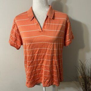 Lady Divots Golf Polo Shirt Women Striped Orange Sandpiper Bay Embroidery Sz L
